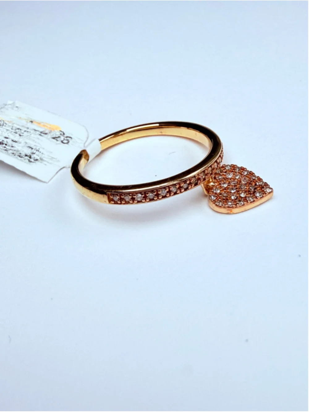 Gold Vermeil Love Heart Champagne Diamond Sterling Silver Charm Dangle Ring NWT